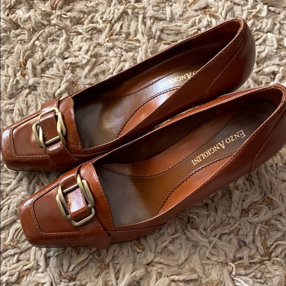 Enzo Angiolini Medium Brown Leather Pumps
